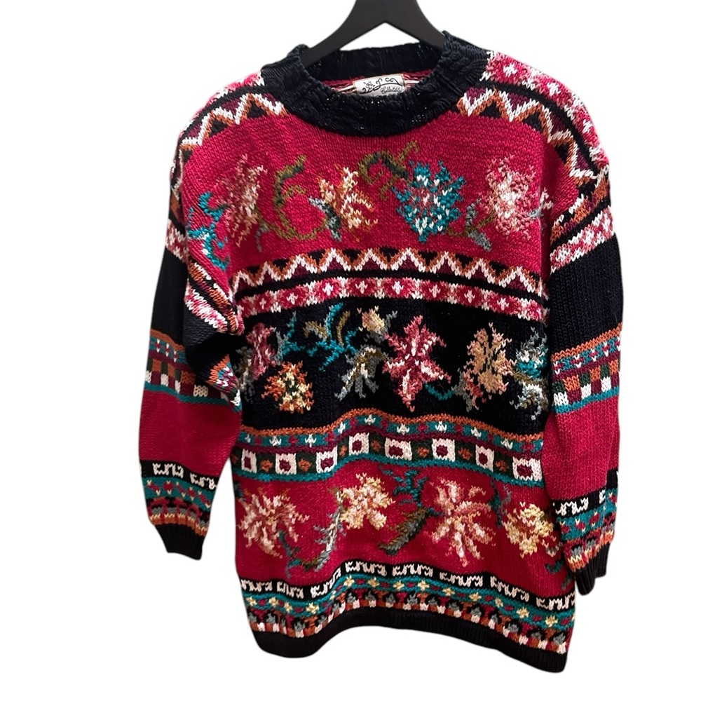 Heirloom Collectibles Colorful Patterned Sweater granny core 90’s sweater